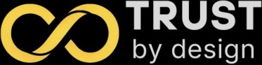 Yellow infinity logo and text TRUST by design