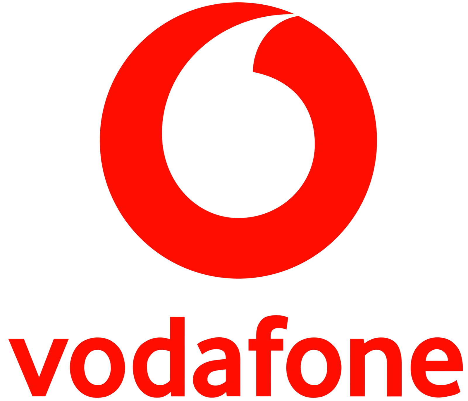 Red Vodafone logo on black background