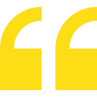 Large yellow quotation marks on black background