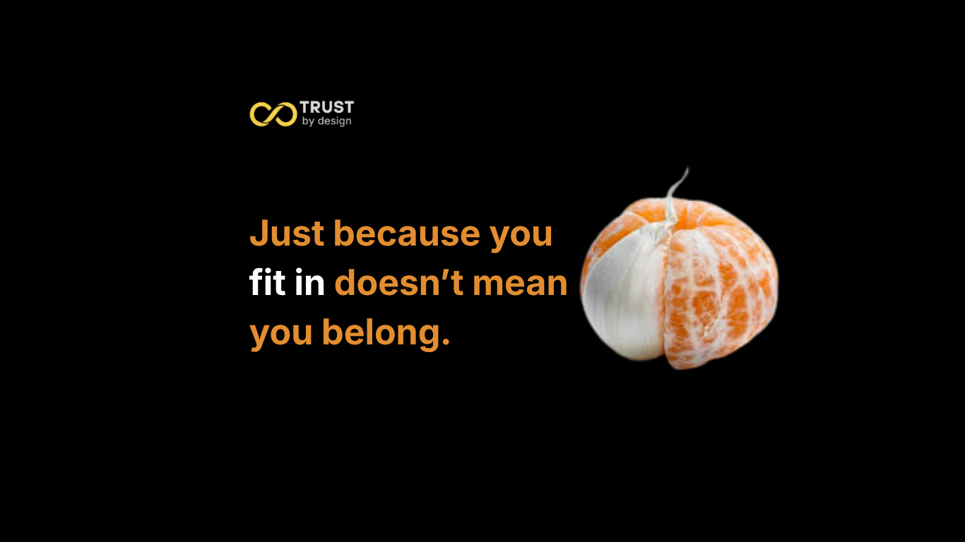 Partly peeled orange with belonging message